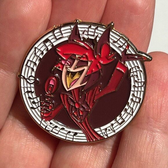 Hazbin Hotel Alastor Musical Notes Music Enamel Pin - Picture 4 of 7